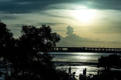 日落 大海 海边 美景 风景 风光 大桥 跨海大桥