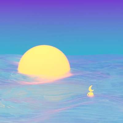 月亮 日落 波浪 太阳 海 海洋 黄昏 走 童话故事 幻想