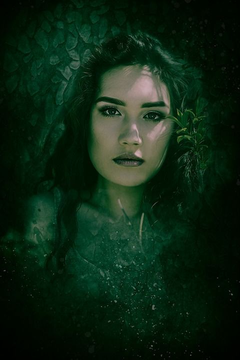 肖像 幻想 幻想肖像 女士 女孩年轻 美丽 模型 黑暗的