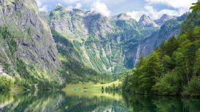湖 上部湖 自然 高山湖泊 远足 山 Königssee 树木