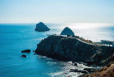 Oryukdo天空步道 悬崖 海 海洋 地平线 山 风景 旅游景点