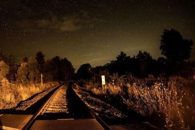 曲目 轨 夜晚 星星 天堂 星空 铁路 铁路交通