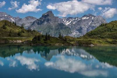 Trüebsee 铁力士 瑞士 全景 阿尔卑斯山 景观 山 湖
