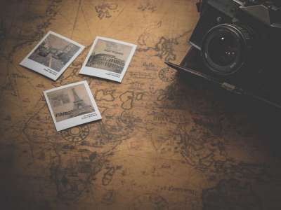 老的 复古的 古董 优质的 经典的 照片 地图 旅行 笔记