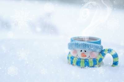 冬天 下雪的 雪 咖啡 马克杯 边境 空白 文本空间 杯子