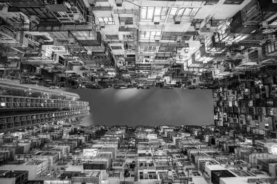 香港 城市 城市的 看法 向上 黑和白 结构 公寓 住宅 天空