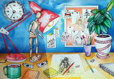 表艺术家 漫画 图纸 培训表 画 教训 学习 桌子 形象的