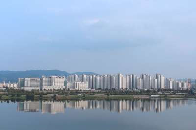 韩国 汉江 汉城 遗迹 公寓 景观 城市 蓝色 河 明确