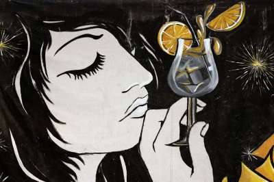 涂鸦 喝 女孩 女士 鸡尾酒 酒精 计划 绘画 画 脸 艺术