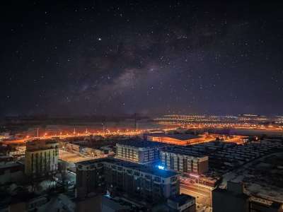 星空 合成 夜景 楼
