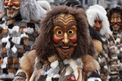 肖像 节日 人们 路 城市 人群 Fasnet 狂欢 移动