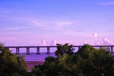 日落 大海 海边 美景 风景 风光 大桥 跨海大桥