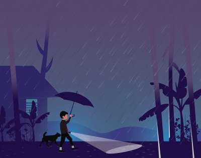 雨 宠物 狗 夜晚 天空 忠诚 爱 下雨 风暴