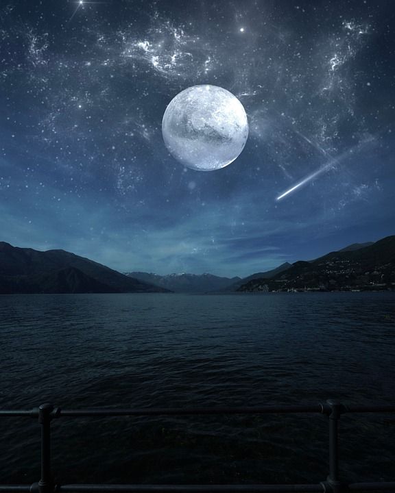 月光 湖 夜晚 星星 海 天空 星空 夜空 晚上