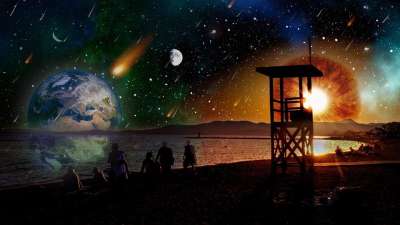 流星雨 湖 星星 夜空 星空 宇宙 彗星 天启 地球 行星