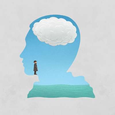 脑 海洋 云 天空 卡通片 想象力 幻想 创造力 绘画 艺术
