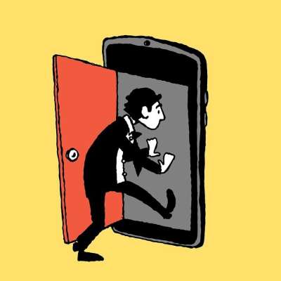 电话 门 手机 技术 未知 人 踏步 进入 步行 卡通片