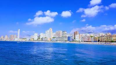贝尼多姆 天际线 西班牙 城市 体系结构 摩天大楼 假日 旅游