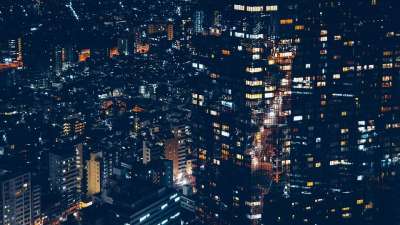 建筑物 城市 城市景观 灯 夜晚 城市的 蓝城 蓝色的建筑