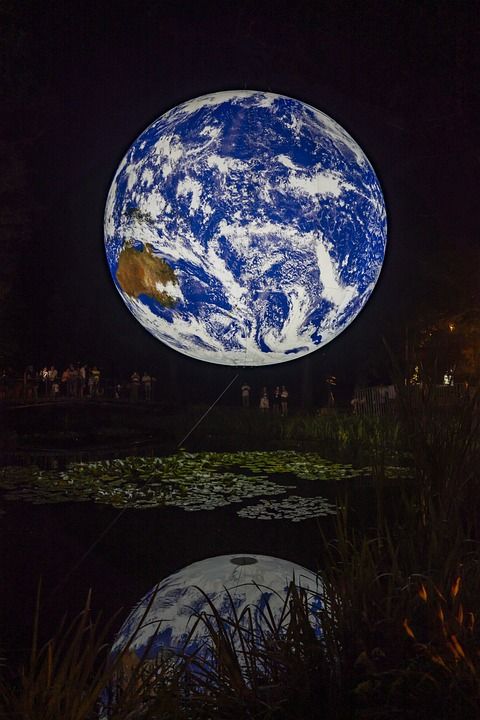 地球 巨型地球装置 湖 自然 公园 夜晚 水 土地 盖亚 世界