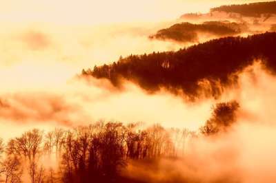 日出 多雾路段 阴霾 山 景观 风景秀丽的 瑞士 自然 户外