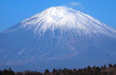 富士山 御殿场 冬季 静冈县 小山 雪 登山 路 天蓝色 蓝色