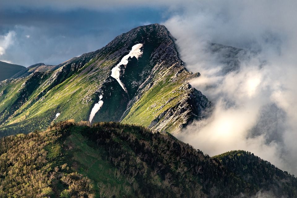 山, 中部山岳国立公园, 云, 自然, 日本, 晚上, 景观