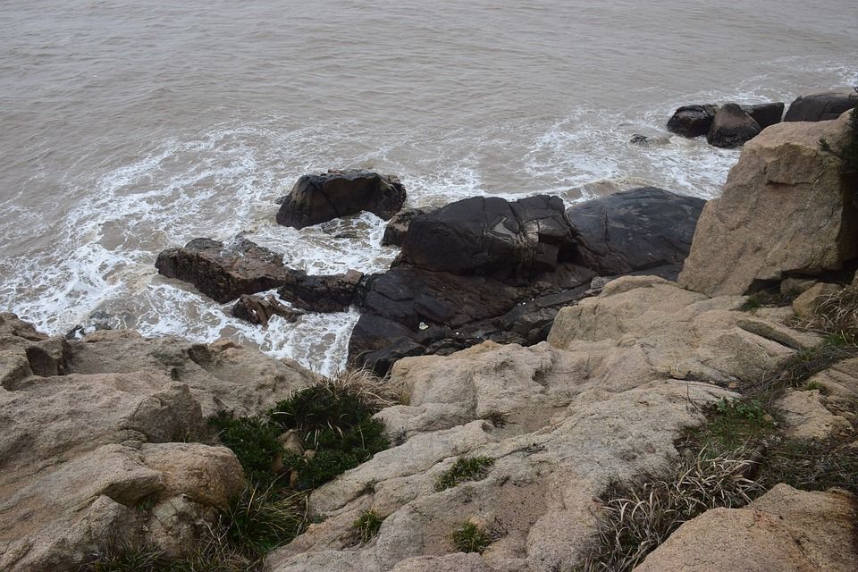 大海, 石头, 阴天