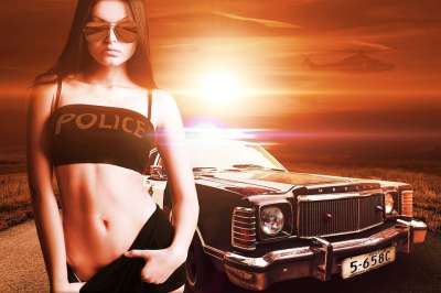 女士 性感的 女性 美丽的 肖像 脸 姿势 美丽 警察 汽车