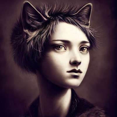 猫 猫科动物 女士 女孩 脸 肖像 优质的 幻想 猫耳朵