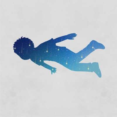 孩子 飞行 星星 坠落 射击之星 天空 夜晚 梦 轮廓 想象力