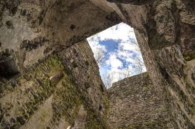 废墟 城堡 眼睛 砖 岩石 石头 古老的 旅行 里面 建造
