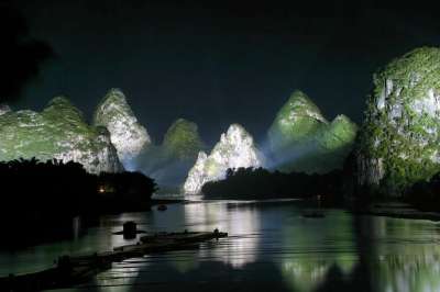 桂林 山 景观 流动 中国 夜晚 光 桂林 桂林 桂林 桂林