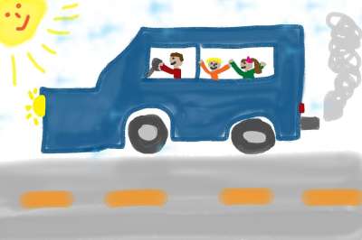 儿童绘画 汽车 路 作画 画画 车辆