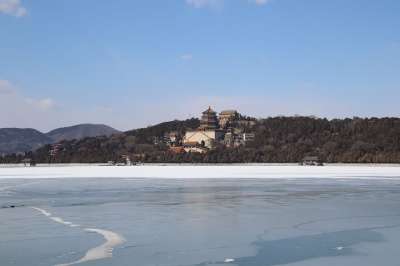 冻结 湖 宝塔 冬天 佛教香塔 长寿山 颐和园 建造 小山