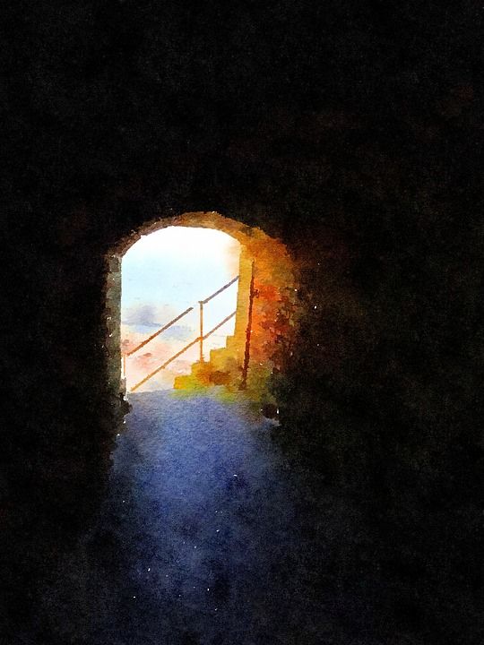 水彩 绘画 场景 风景秀丽的 如诗如画 景观 户外 结构 隧道