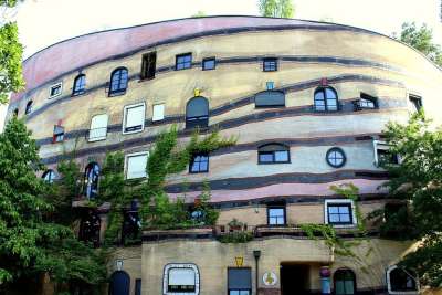 建造 建筑学 现代的 螺旋森林 房子 正面 百水 达姆施塔特