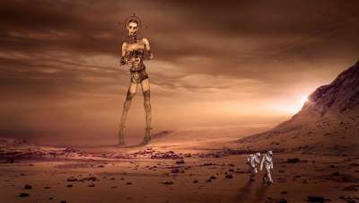 幻想 火星 居民 联系人 访客 情绪 红色的 天堂 作曲 逆光