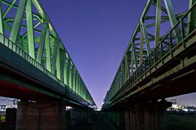 线 桥 铁路桥 火车 夜空 星空