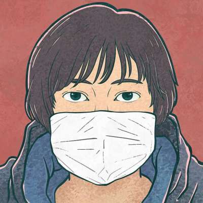 卡通片 绘画 女孩 面具 流感