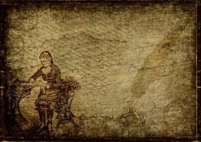 办公桌 女士 春天 写 蒸汽朋克 写作 画画 老的 作家 信件