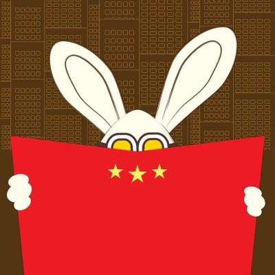 捉迷藏 抽象的卡通技术 长耳兔 可爱的小矮人的兔子