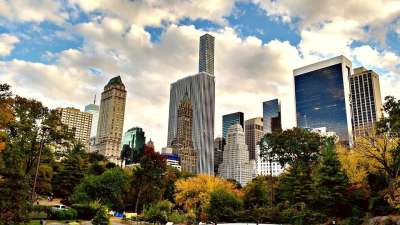中央公园 美国 曼哈顿 纽约中央公园 纽约 纽约市的天际线 摩天大楼