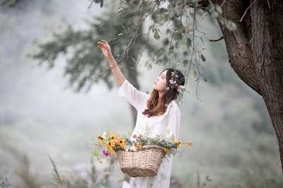 女士 自然 梦幻般的肖像 模型 花朵 森林 森林 森林 森林