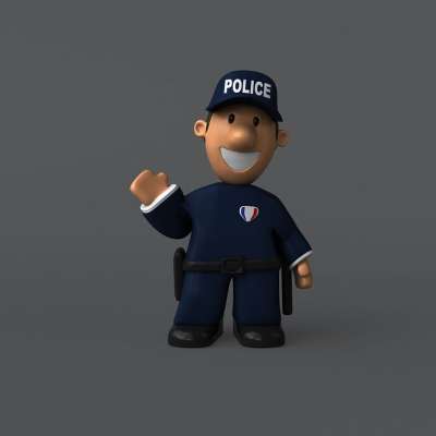 警察 官 枪 安全 警卫 保护 制服 执法 3D 卡通片