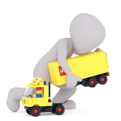 乐高 卡车 玩具 玩 卡车司机 工作 白人男性 3D 模型 孤立