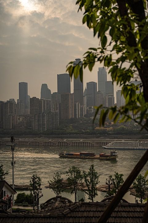 河 船 桥 路 城市 街道视图 山景 户外的 城市的 景观
