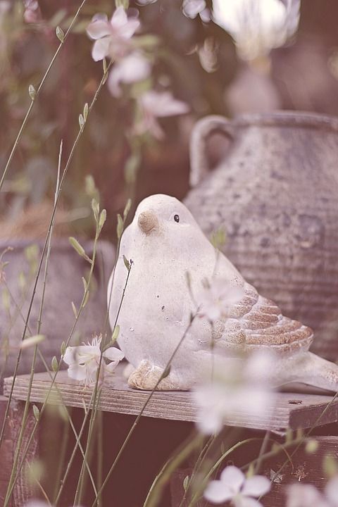 落下 鸟 水壶 花 Tonvogel 可爱的 泥人 装饰