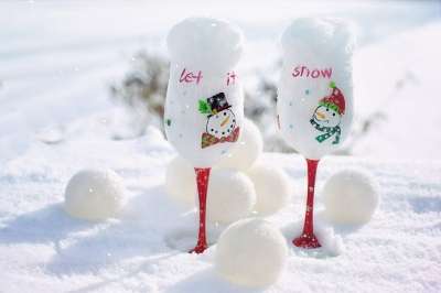 冬天 雪 高脚杯 雪球 寒冷的 季节 圣诞节 降雪 假期