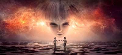 幻想 脸 遇到 宇宙 星系 女孩 年轻 红色的 情绪 神秘